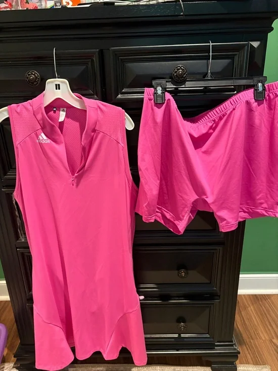 adidas Hot Pink Sleeveless Tennis/Golf Dress with Shorts - Picture 1 of 3